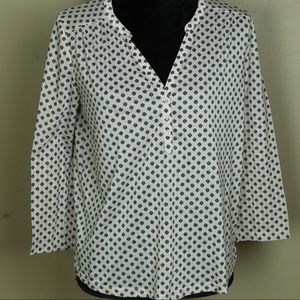 H&M tan V Neck Shirt Blouse Quarter Sleeve